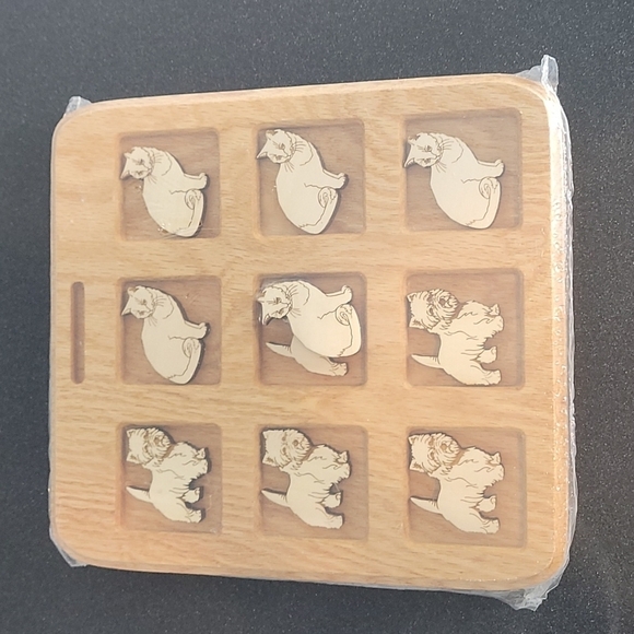 New wooden Tic Tac Toe CAT DOG lover game - Picture 1 of 7